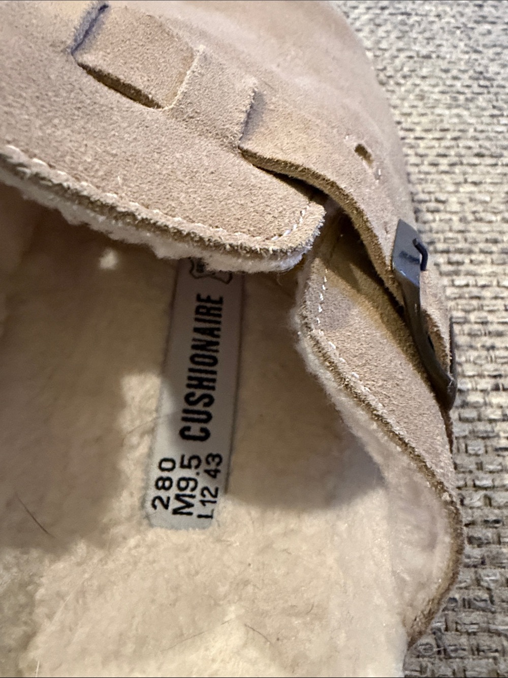 Women's Suede Slip-On Clog in Tan with Buckle - Picture 2 of 3